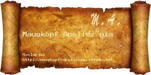 Mauskopf Apollónia névjegykártya
